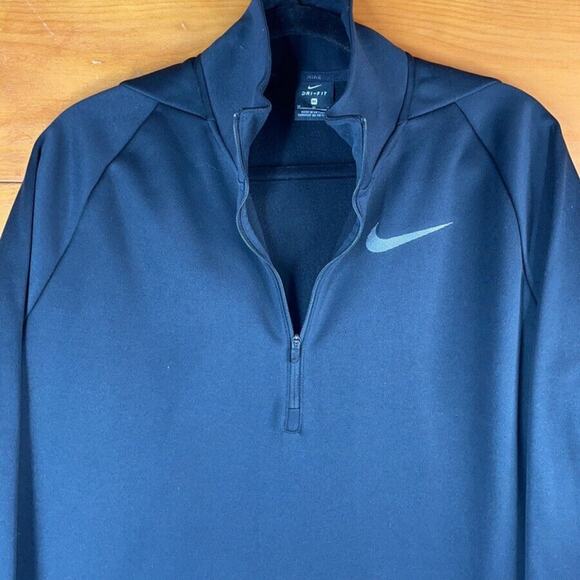 Nike Dri-Fit Men's Black Long Sleeve Quarter Zip Pullover Sweatshirt Size Medium - Picture 2 of 5